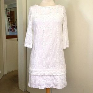 London Times 4 White Eyelet Dress Short